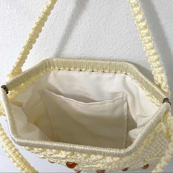 Vintage 1970's Macrame Woven Beaded Handbag - Picture 4 of 9